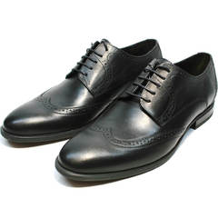 Черные классические туфли дерби мужские Ikos 1157-1 Classic Black.