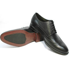 Броги дерби туфли мужские кожаные черные Ikos 1157-1 Classic Black.