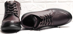 Кожаные сникерсы ботинки женские весна Evromoda 535-2010 S.A. Dark Brown.