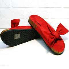 Модные женские сандали шлепанцы на плоской подошве Comer SAR-15 Red.