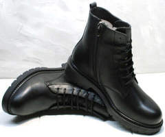 Стильные осенние ботинки на шнуровке женские Misss Roy 252-01 Black Leather.