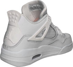 Натуральная кожа кроссовки найк мужские белые Nike Air Jordan Retro 4 All White.