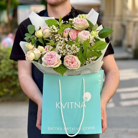 Photo of Delicate bouquet with peony roses «Summer Hugs»