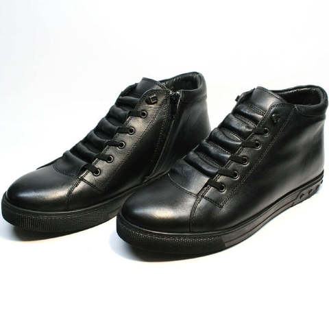 Модные ботинки мужские зимние кожаные. Зимние кеды мужские с мехом Ridge X-Black. 42-й размер
