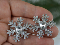 Декор Стразова сніжинка з сердечком срібна