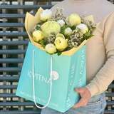 Photo of Cream bouquet with peonies and chamelatium «Sunny peony»