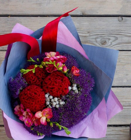 Photo of Bouquet «Juicy berries» with a busy celosia