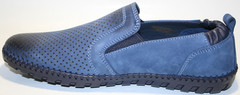 Модные туфли летние мужские, синие Luciano Bellini 41 ( 26 см).