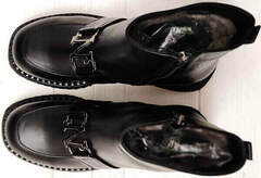 Черные ботинки женские натуральная кожа зимние Guero 264-2547 Black.