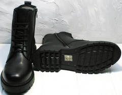 Грубые осенние ботинки на тракторной подошве женские Misss Roy 252-01 Black Leather.