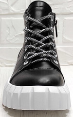 Черные кеды женские ботинки демисезонные Maria Sonet 330k Black.