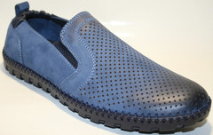 Модные туфли летние мужские, синие Luciano Bellini 41 ( 26 см).