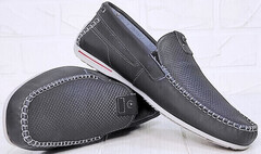 Кожаные туфли мокасины мужские летние Pegada 140721-10 Ash Blue.