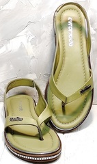 Модные сандали босоножки между пальцев Evromoda 454-411 Olive.