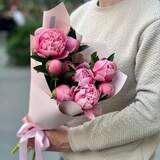 Photo of 9 peonies in a bouquet «Coral compliment»