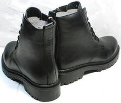 Молодежные женские ботинки на низком ходу демисезон Misss Roy 252-01 Black Leather.