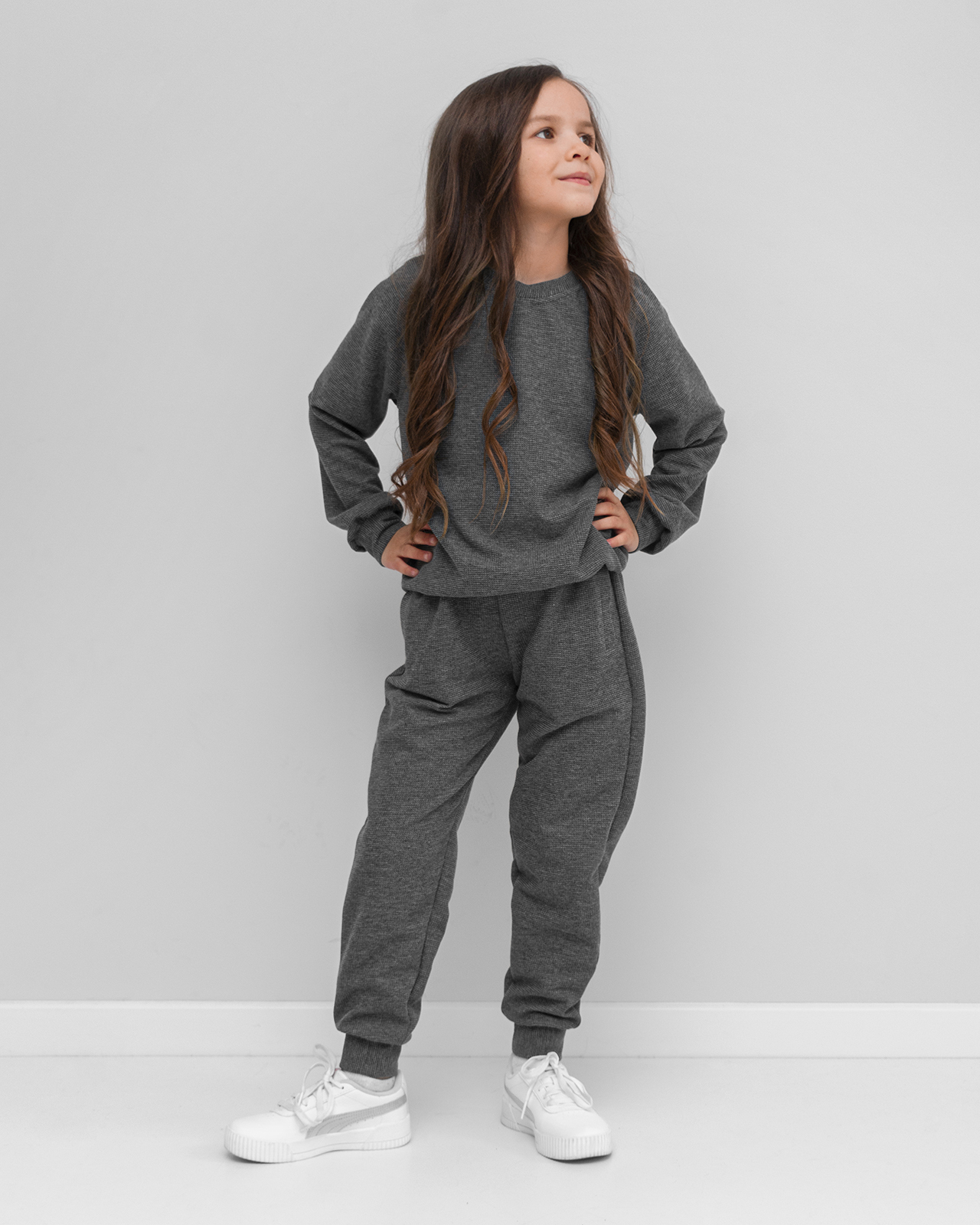 Дитячий костюм з текстурованої тканини Сірий