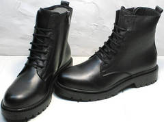 Обувь типа мартинсов. Модные ботинки женские со шнуровкой осень весна Misss Roy 252-01 Black Leather.