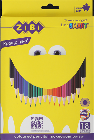 Карандаши цветные ZiBi SMART Line (18 цветов) (ZB.2425)