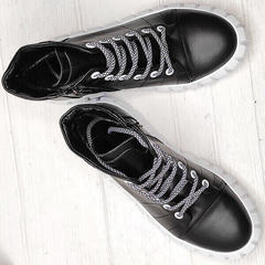 Черно белые кеды женские ботинки натуральная кожа Maria Sonet 330k Black.