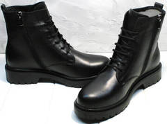 Стильные ботинки похожие на мартинсы женские демисезон Misss Roy 252-01 Black Leather.