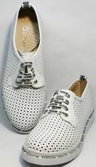 Купить летние женские туфли кожаные с перфорацией GUERO G177-63 White.