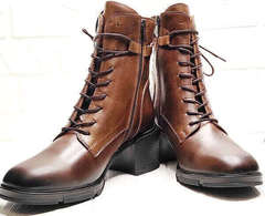 Демисезонные ботинки женские кожаные G.U.E.R.O 108636 Dark Brown.