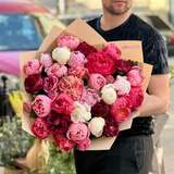 Photo of 35 peonies in a bouquet «Berry Gelato»