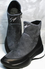 Women's winter boots Jina 7195 Leather Black-Gray