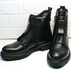 Черные демисезонные ботинки с молнией спереди женские Tina Shoes 292-01 Black.
