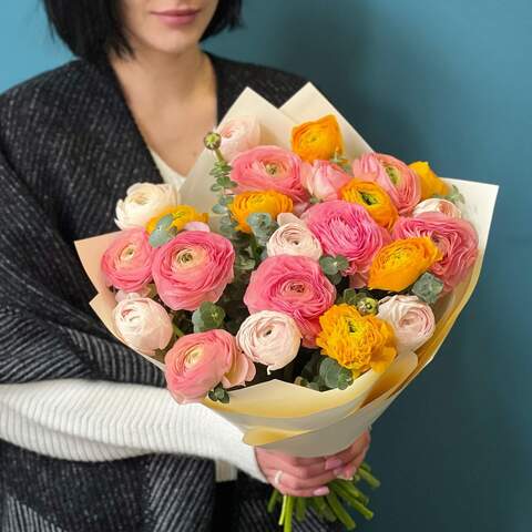 Photo of Bouquet of 23 ranunculus «Colorful macarons»