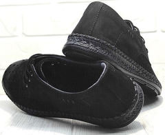Модные летние туфли мокасины мужские кожа business casual стиль Luciano Bellini 91754-S-315 All Black.