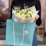 Photo of Scented bouquet of spring daffodils with white freesia «Most fragrant greeting»