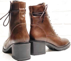 Женские демисезонные ботинкиботильоны на толстом каблуке 6 см G.U.E.R.O 108636 Dark Brown.