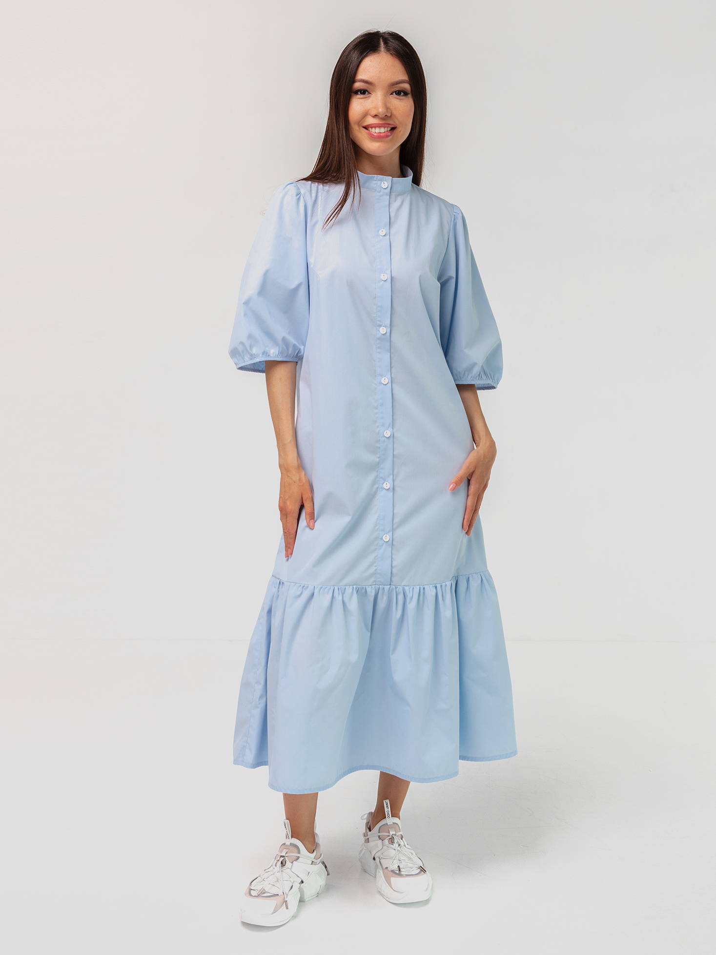 Сукня-сорочка бавовняна блакитна 