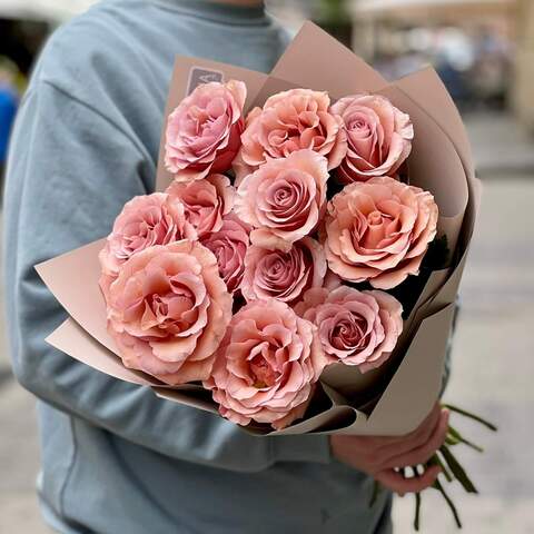 15 Mocaccino roses in a bouquet «Mocha aroma», Flowers: Rose, 15 pcs.