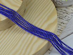 Ланцюжок стразовий ss6,5 сині камені на синьому