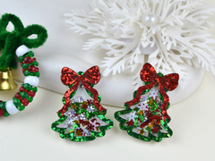 Патч шейкер Різдвяна ялинка зелена з червоним бантиком