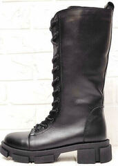 Высокие берцы ботинки женские на каблуке 5 см Ari Andano 3046-l Black.