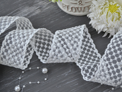 Мереживо на сітці Ромбіки біле 38 мм (15)