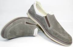 Мужские кожаные летние туфли IKOC 3394-3 Gray.