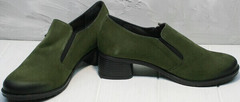 Женские закрытые туфли на толстом каблуке 5 см осень весна Miss Rozella 503-08 Khaki.