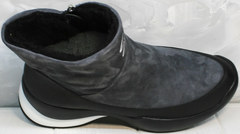 Модные полусапожки женские зимние Jina 7195 Leather Black-Gray