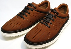 Прогулочные кроссовки коричневые мужские Vitto Men Shoes 1830 Brown White