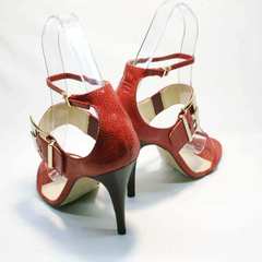 Босоножки на шпильке сандалии женские кожаные Via Uno1103-6605 Red.