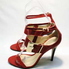 Летние сандали женские на каблуку Via Uno1103-6605 Red.