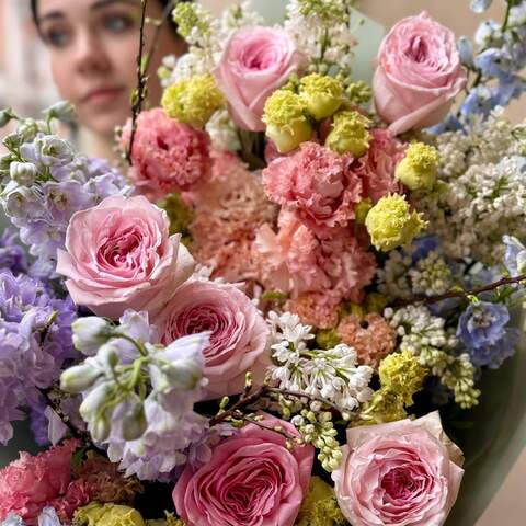 Photo of Pastel bouquet with lilacs and peony roses «Magic Love»