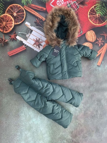 Комбінезон з курткою зимовий дитячий Look Пухнастик зелений