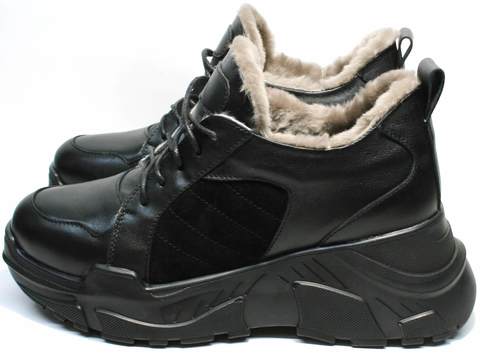 Зимние кроссовки на меху женские ugly sneakers Studio 27 All Black