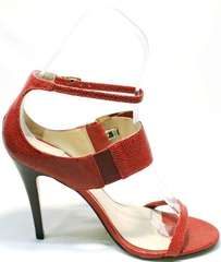 Красивые босоножки на каблуке с ремешком на щиколотке Via Uno1103-6605 Red.